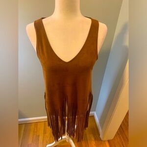 Fab’rik fringe brown suede Bohemian vest, size M